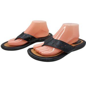 B.O.C. Womens Black Leather Thong Sandals